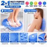 2-in-1 Silicone Foot & Back Scrubber Mat with Suction Cups – Blue Body Cleaning, Massage & Exfoliating Brush - Image 5