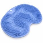 2-in-1 Silicone Foot & Back Scrubber Mat with Suction Cups – Blue Body Cleaning, Massage & Exfoliating Brush