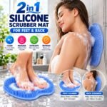 2-in-1 Silicone Foot & Back Scrubber Mat with Suction Cups – Blue Body Cleaning, Massage & Exfoliating Brush - Image 3