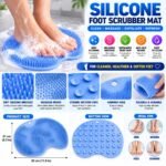 2-in-1 Silicone Foot & Back Scrubber Mat with Suction Cups – Blue Body Cleaning, Massage & Exfoliating Brush - Image 2