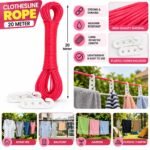 20 Meter Clothesline Rope with Plastic End Hooks – Strong & Flexible Washing Line for Home, Balcony & Outdoor Use - Image 3