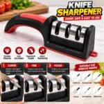 3 Stage Knife Sharpener with Ergonomic Handle | Manual Kitchen Knife Sharpening Tool - Image 2