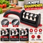 3 Stage Knife Sharpener with Ergonomic Handle | Manual Kitchen Knife Sharpening Tool - Image 5