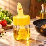 Cute Duck Silicone Oil Dispenser Brush with Transparent Bottle – Yellow - Image 2