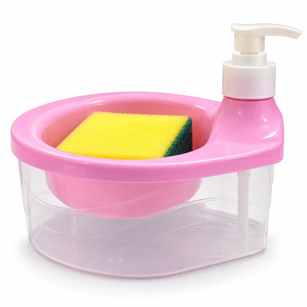 Dish Soap Liquid Dispenser with Sponge Holder Dish Soap Liquid Dispenser with Sponge Holder 600ml Kitchen Sink Organizer - Image 1
