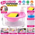 Dish Soap Liquid Dispenser with Sponge Holder 600ml Kitchen Sink Organizer - Image 3