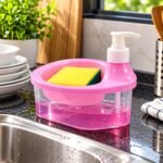 Dish Soap Liquid Dispenser with Sponge Holder 600ml Kitchen Sink Organizer - Image 2
