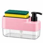 3-in-1 Dual Chamber Soap Dispenser with Sponge Holder | Kitchen Dishwashing Liquid Pump & Sink Organizer