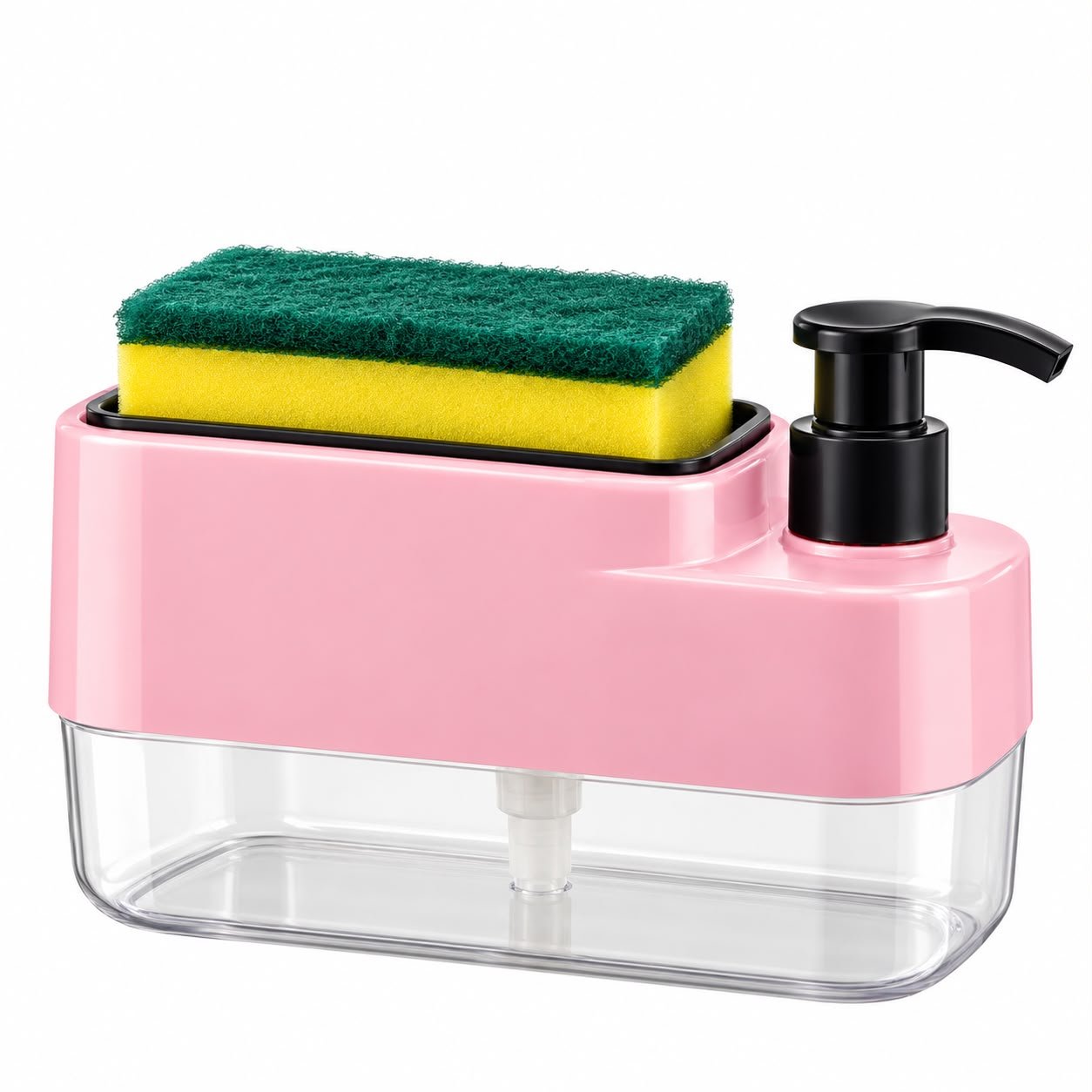 Dual Chamber Soap Dispenser with Sponge Holder 3-in-1 Dual Chamber Soap Dispenser with Sponge Holder | Kitchen Dishwashing Liquid Pump & Sink Organizer - Image 1