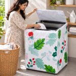 Floral Waterproof Washing Machine Cover for Top Load – Leaf & Berry Print - Image 3