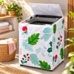 Floral Waterproof Washing Machine Cover for Top Load – Leaf & Berry Print - Image 4