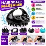 Hair Scalp Massager Shampoo Brush – Soft Silicone Head Scrubber & Scalp Massage Comb for Wet and Dry Hair (Black) - Image 3
