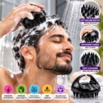 Hair Scalp Massager Shampoo Brush – Soft Silicone Head Scrubber & Scalp Massage Comb for Wet and Dry Hair (Black) - Image 2