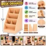 Multi Compartment Desk Organizer & Pen Stand – Plastic Stationery Holder for Office, Study Table & Home - Image 2