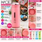 NICE 400ml Pink Glass Inner Vacuum Flask | Portable Hot & Cold Insulated Bottle with Carry Handle - Image 2