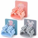 Pack of 3 Printed Mop & Broom Holder with Adhesive Wall Mount – Multi-Purpose Cleaning Tool Organizer
