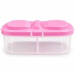 Pink Dual Compartment Plastic Storage Container with Flip-Top Lid