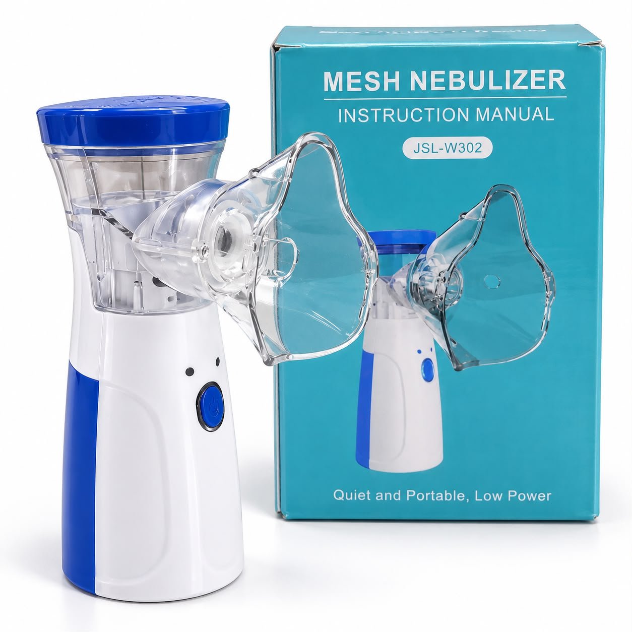 Portable Mesh Nebulizer Machine JSL W302 Portable Mesh Nebulizer Machine JSL-W302 – Compact Handheld Nebulizer with Transparent Mask - Image 1