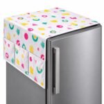Printed Fridge Cover with 6 Side Pockets for Single Door Refrigerator | Kitchen Fridge Top & Side Dust Protector Organizer