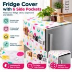 Printed Fridge Cover with 6 Side Pockets for Single Door Refrigerator | Kitchen Fridge Top & Side Dust Protector Organizer - Image 6