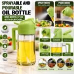 2-in-1 Spray and Pour Oil Dispenser Bottle with Glass Jar & Green Handle | Multipurpose Cooking Oil Sprayer - Image 2
