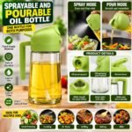 2-in-1 Spray and Pour Oil Dispenser Bottle with Glass Jar & Green Handle | Multipurpose Cooking Oil Sprayer - Image 3