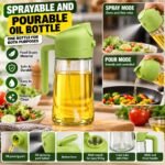 2-in-1 Spray and Pour Oil Dispenser Bottle with Glass Jar & Green Handle | Multipurpose Cooking Oil Sprayer - Image 4