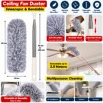 Telescopic Ceiling Fan Duster with Long Extendable Handle | Washable Microfiber Cleaning Brush for Fans, AC & Furniture - Image 2