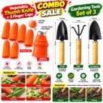 Vegetable Thumb Knife with 5 Finger Caps + 3-Piece Gardening Tools Set | Combo Sale - Image 3