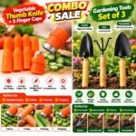 Vegetable Thumb Knife with 5 Finger Caps + 3-Piece Gardening Tools Set | Combo Sale - Image 4
