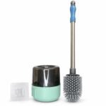 Wall Hanging Silicone Toilet Cleaning Brush with Mint Green Holder | Space-Saving Bathroom Cleaning Brush