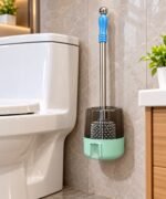 Wall Hanging Silicone Toilet Cleaning Brush with Mint Green Holder | Space-Saving Bathroom Cleaning Brush - Image 3