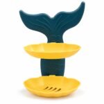 Wall Mount Mermaid Soap Stand with 2 Drainage Trays | No-Drill Bathroom Soap Holder