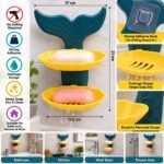 Wall Mount Mermaid Soap Stand with 2 Drainage Trays | No-Drill Bathroom Soap Holder - Image 2