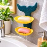 Wall Mount Mermaid Soap Stand with 2 Drainage Trays | No-Drill Bathroom Soap Holder - Image 3
