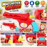 Pack of 3 Matchstick Toy Guns – Colourful Plastic Toy Revolver Set - Image 2
