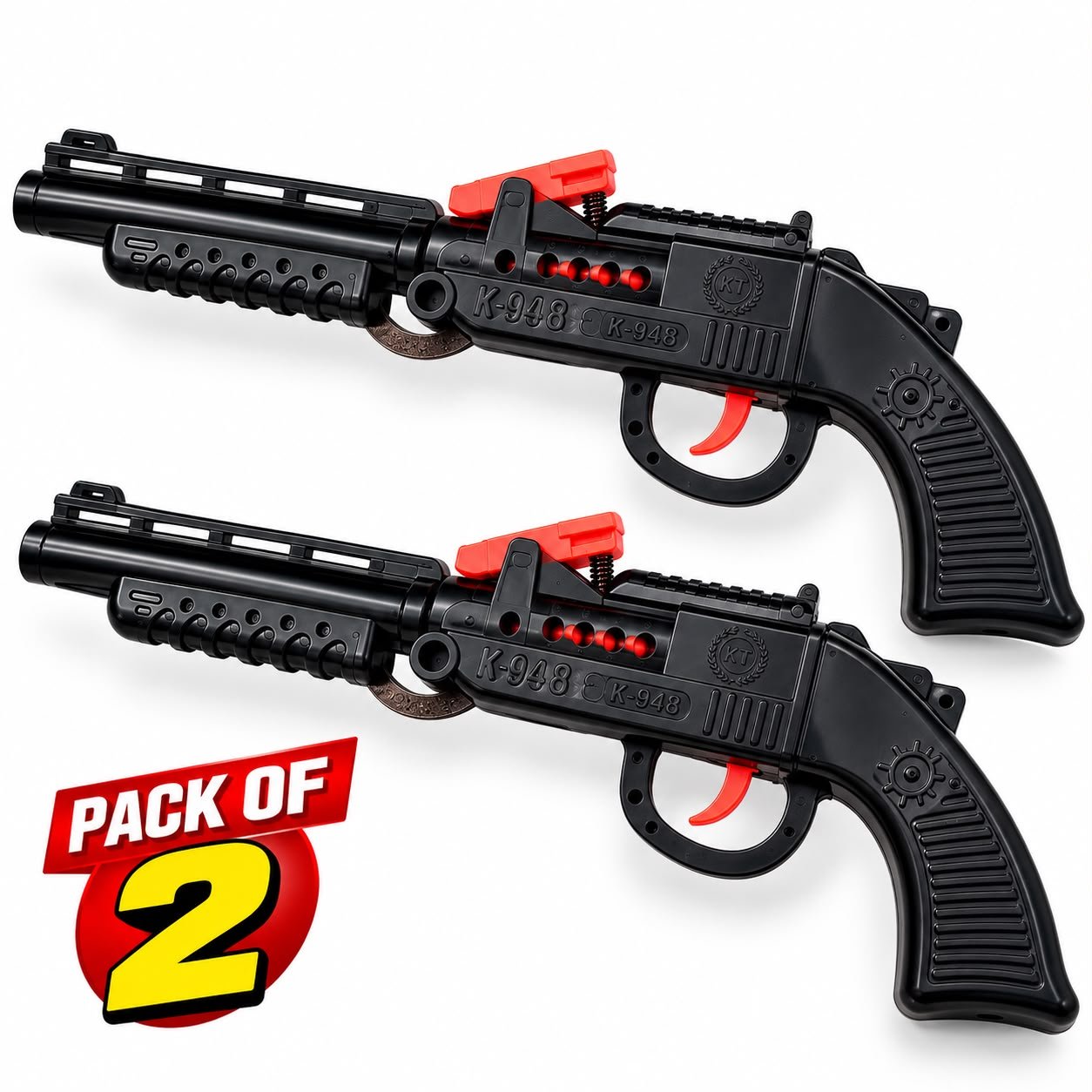 WhatsApp Image 2026-10-18 at 21.20.09 Pack of 2 Match Gun Toy – Black Plastic Toy Gun Set - Image 1