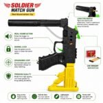 Soldier Match Gun Toy with Yellow Stock, Green Lock & Sound Effect – Black Plastic Toy Gun for Kids - Image 6