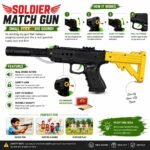Soldier Match Gun Toy with Yellow Stock, Green Lock & Sound Effect – Black Plastic Toy Gun for Kids - Image 3
