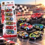 Set of 6 Die-Cast Racing Toy Cars with Pull-Back Action | Colorful Miniature Car Set for Kids Ages 3+ - Image 3
