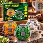 Coffee Fidget Spinner Ball Toy – Rotating Stress Relief Fidget Ball, Push & Spin Sensory Toy for Kids, Assorted Colors - Image 3