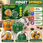 Coffee Fidget Spinner Ball Toy – Rotating Stress Relief Fidget Ball, Push & Spin Sensory Toy for Kids, Assorted Colors - Image 2