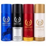 Denver & Hamilton Men’s Deodorant Body Spray Combo Pack of 4 – Goal, Black.code, Honour & Imperial
