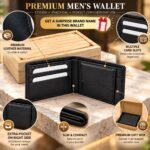 Men’s Black Bi-Fold Wallet with Multiple Card Slots & Gift Box - Image 3