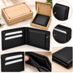 Men’s Black Bi-Fold Wallet with Multiple Card Slots & Gift Box - Image 2