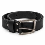 Men’s Classic Black Belt with Metallic Pin Buckle