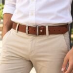 Men’s Brown Leather Belt with Stylish Silver-Tone Metal Buckle - Image 5