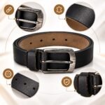 Men’s Black Genuine Leather Belt with Stylish Silver-Tone Metal Buckle - Image 3