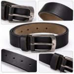 Men’s Black Genuine Leather Belt with Stylish Silver-Tone Metal Buckle - Image 2