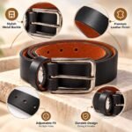 Men’s Black Leather Belt with Classic Silver-Tone Pin Buckle - Image 3